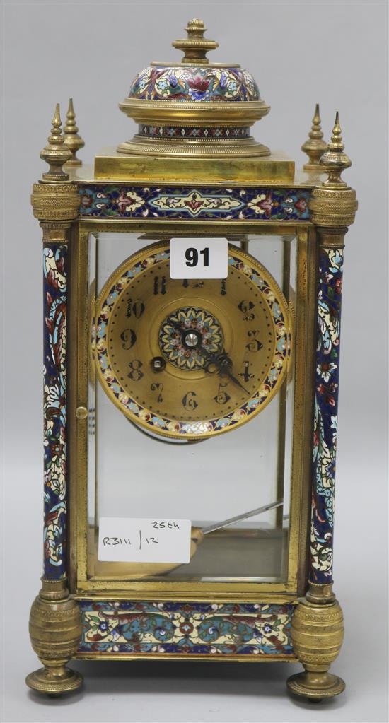 A champleve four glass clock